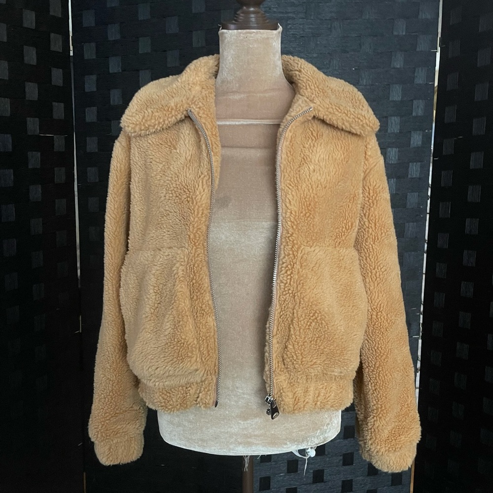 Urban outfitters cropped teddy jacket